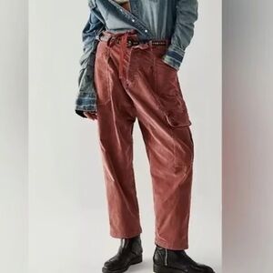 Free People Bay To Breakers Soft Corduroy Barrel Pants in Roasted Russet Size XS